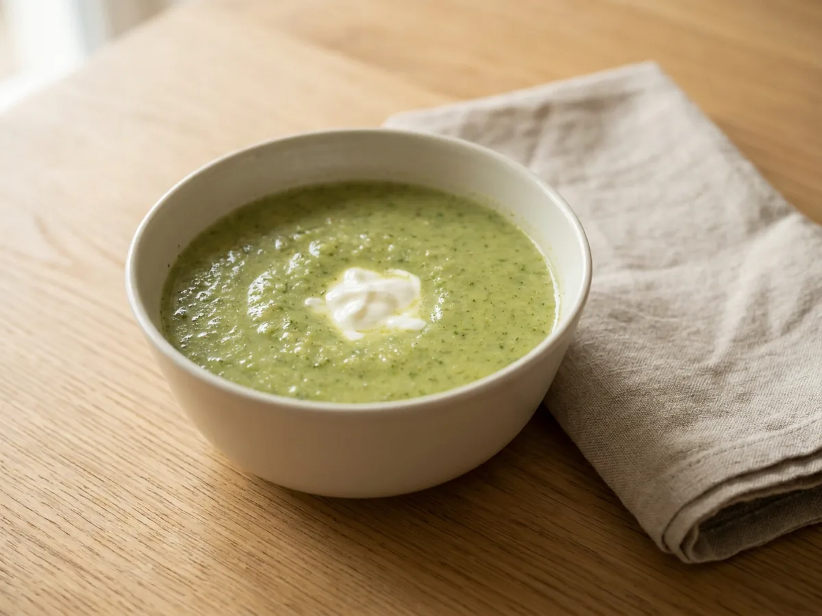 Symbolbild zum Rezept Bärlauchsuppe: das fertige Gericht auf einem hellen Teller angerichtet