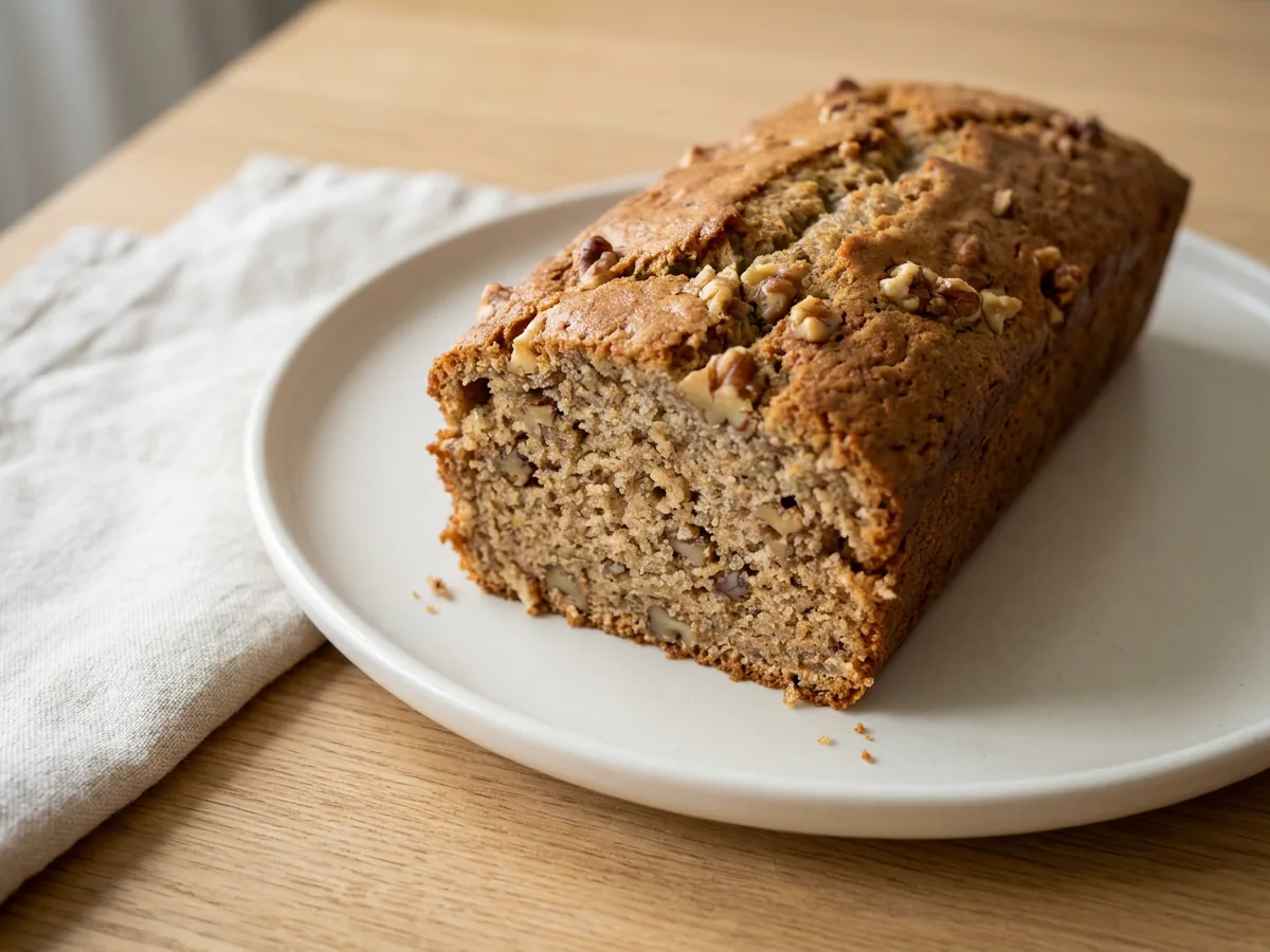 Symbolbild zum Rezept Bananenkuchen: das fertige Gericht auf einem hellen Teller angerichtet