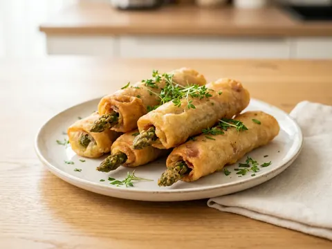 Grüner Spargel in Schinken-Teig-Hülle – Rezept