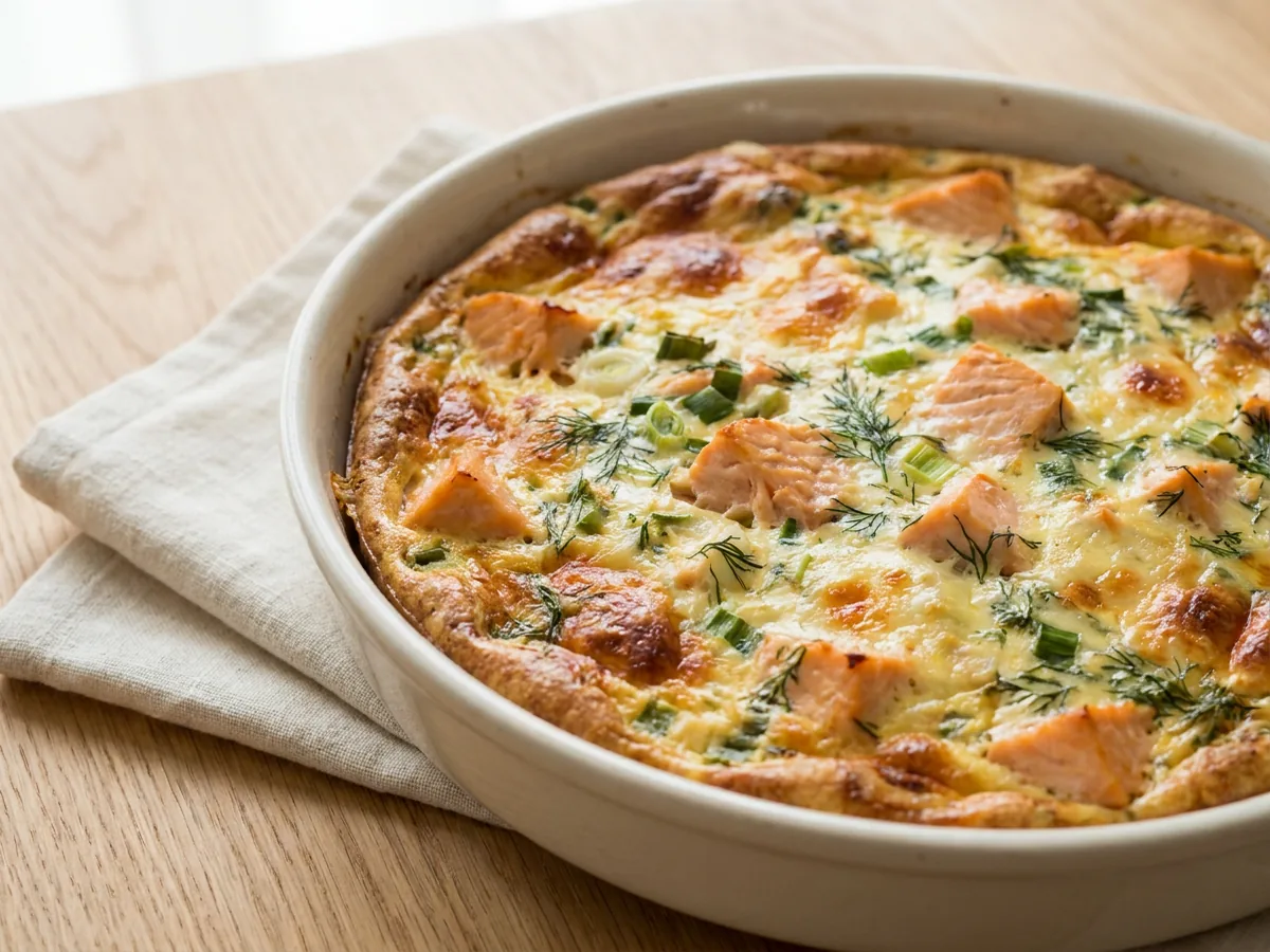 Symbolbild zum Rezept Lachs-Pie: das fertige Gericht auf einem hellen Teller angerichtet