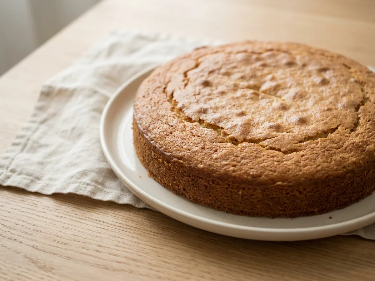 Symbolbild zum Rezept Mandelkuchen: das fertige Gericht auf einem hellen Teller angerichtet