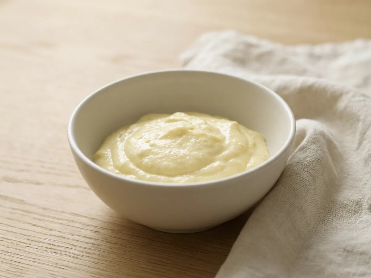 Symbolbild zum Rezept Mayonnaise: das fertige Gericht auf einem hellen Teller angerichtet