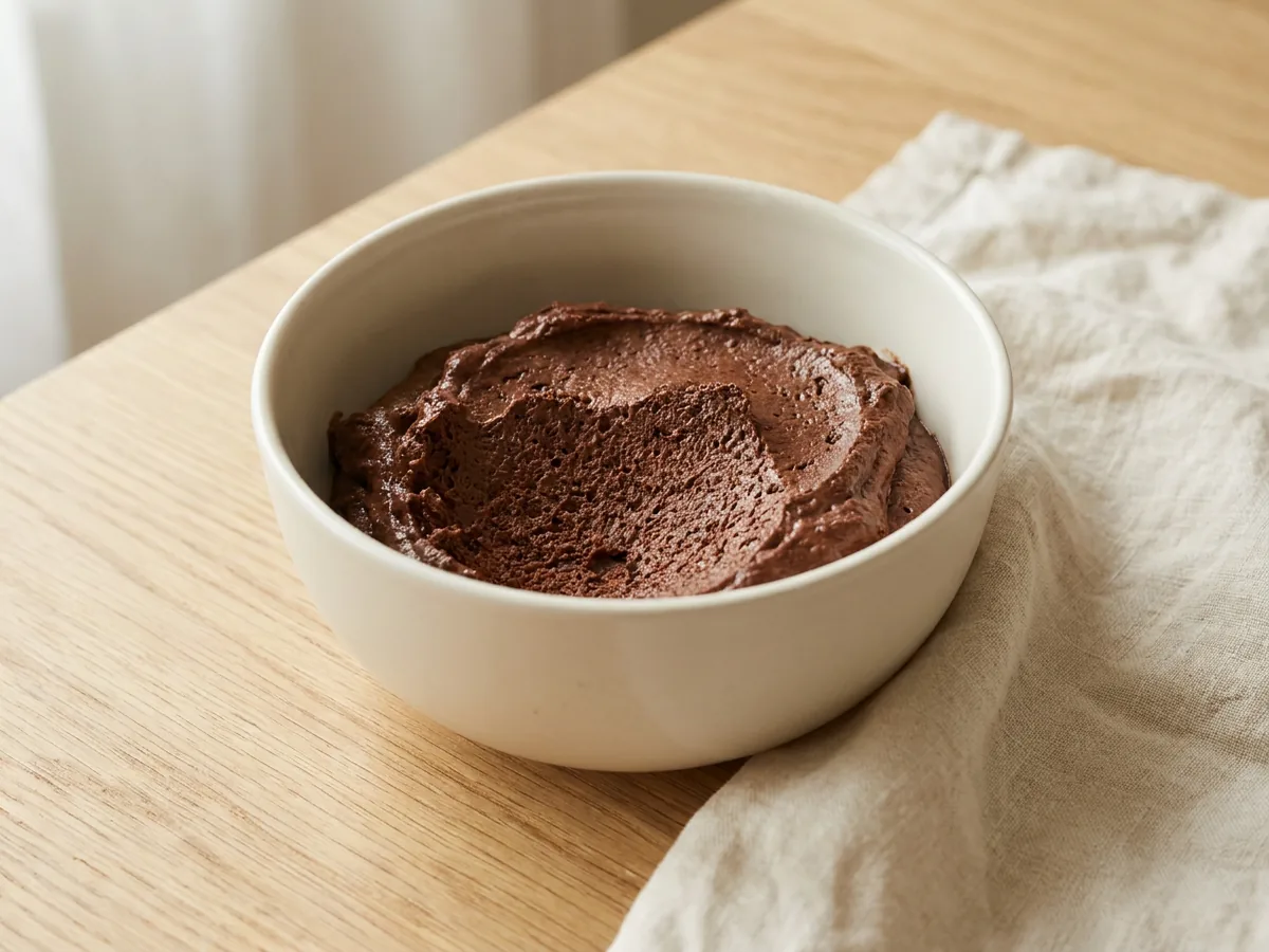 Symbolbild zum Rezept Mousse au chocolat ohne Sahne: das fertige Gericht auf einem hellen Teller angerichtet