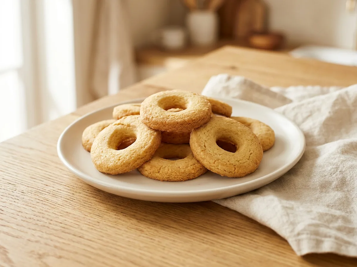 Symbolbild zum Rezept Mürbeteig-Kringel: das fertige Gericht auf einem hellen Teller angerichtet