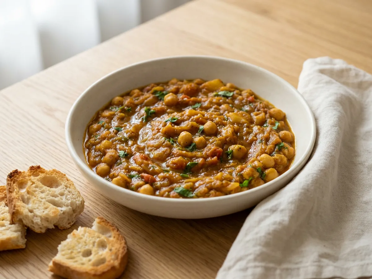Symbolbild zum Rezept Pav Bhaji: das fertige Gericht auf einem hellen Teller angerichtet