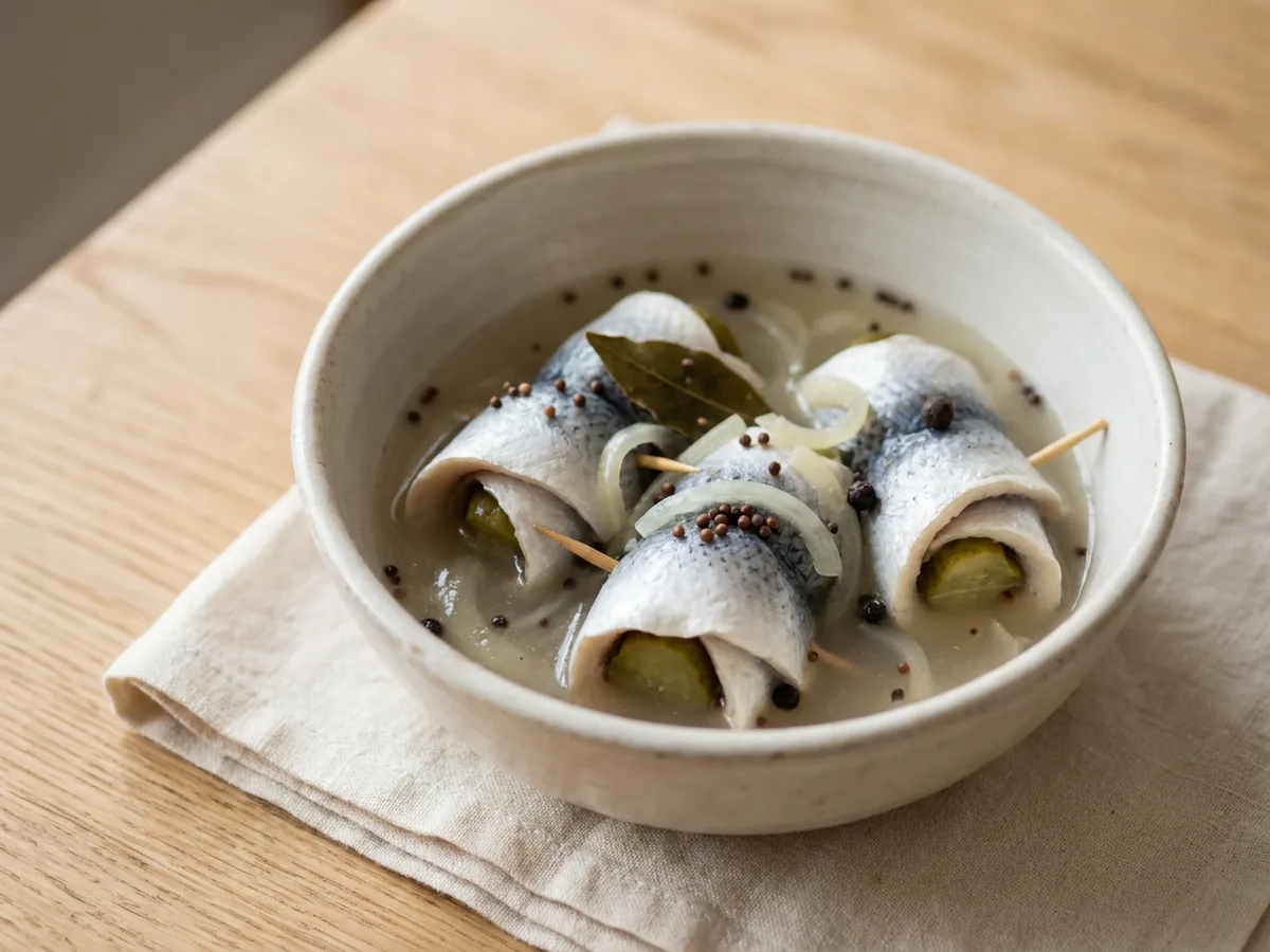 Symbolbild zum Rezept Rollmops: das fertige Gericht auf einem hellen Teller angerichtet