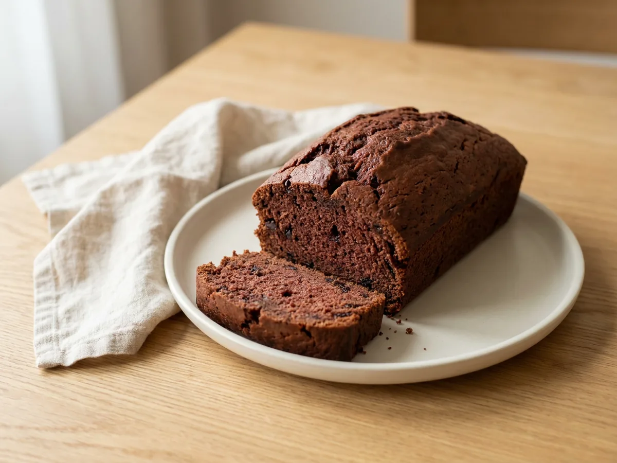 Symbolbild zum Rezept Rotweinkuchen: das fertige Gericht auf einem hellen Teller angerichtet