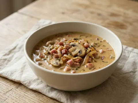 Schinken-Sahne-Sauce (mit Pilzen) – Rezept