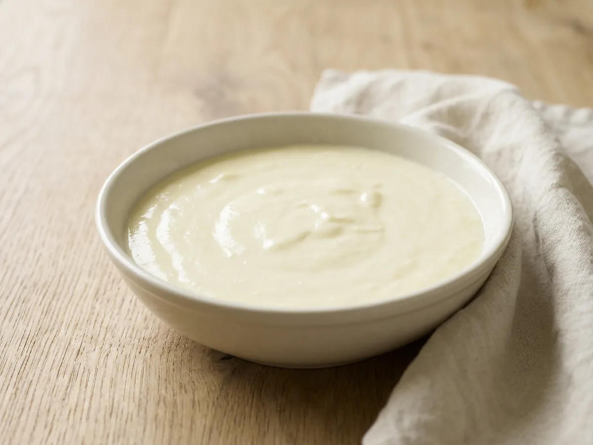 Symbolbild zum Rezept Schmandcreme: das fertige Gericht auf einem hellen Teller angerichtet