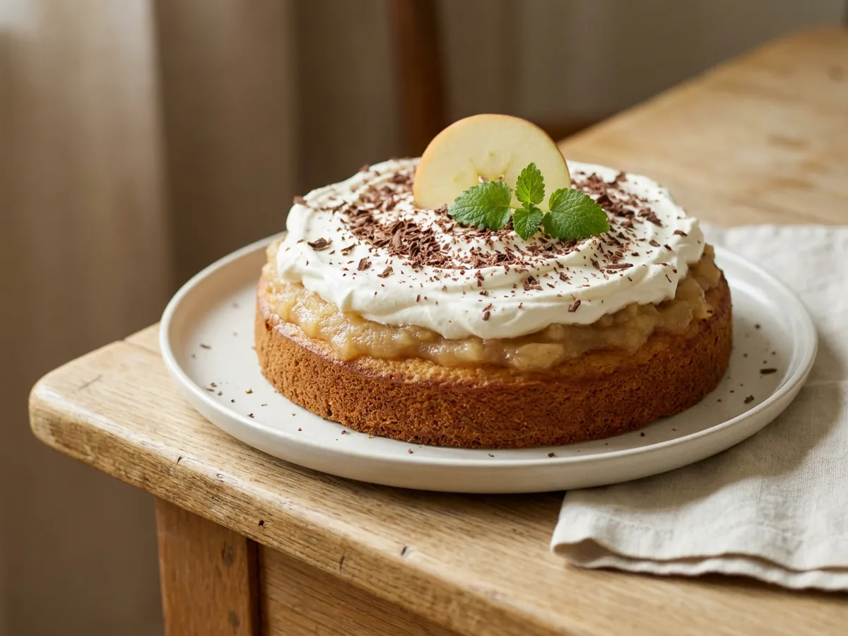 Symbolbild zum Rezept Schwedische Apfeltorte: das fertige Gericht auf einem hellen Teller angerichtet