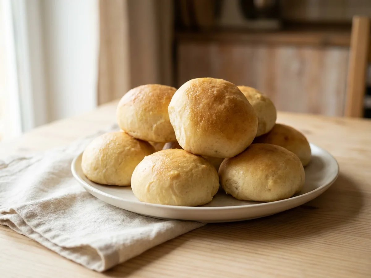 Symbolbild zum Rezept Schwedische Milchbrötchen: das fertige Gericht auf einem hellen Teller angerichtet
