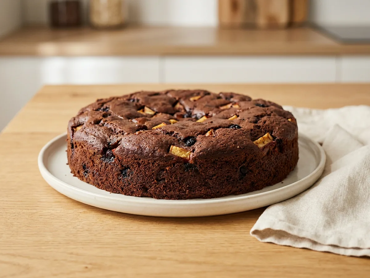 Symbolbild zum Rezept Veganer Schokoladenkuchen: das fertige Gericht auf einem hellen Teller angerichtet