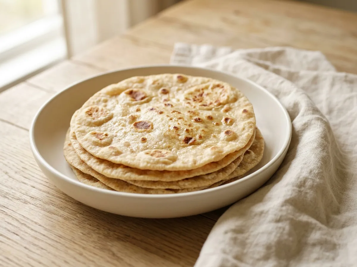 Symbolbild zum Rezept Weizentortillas: das fertige Gericht auf einem hellen Teller angerichtet