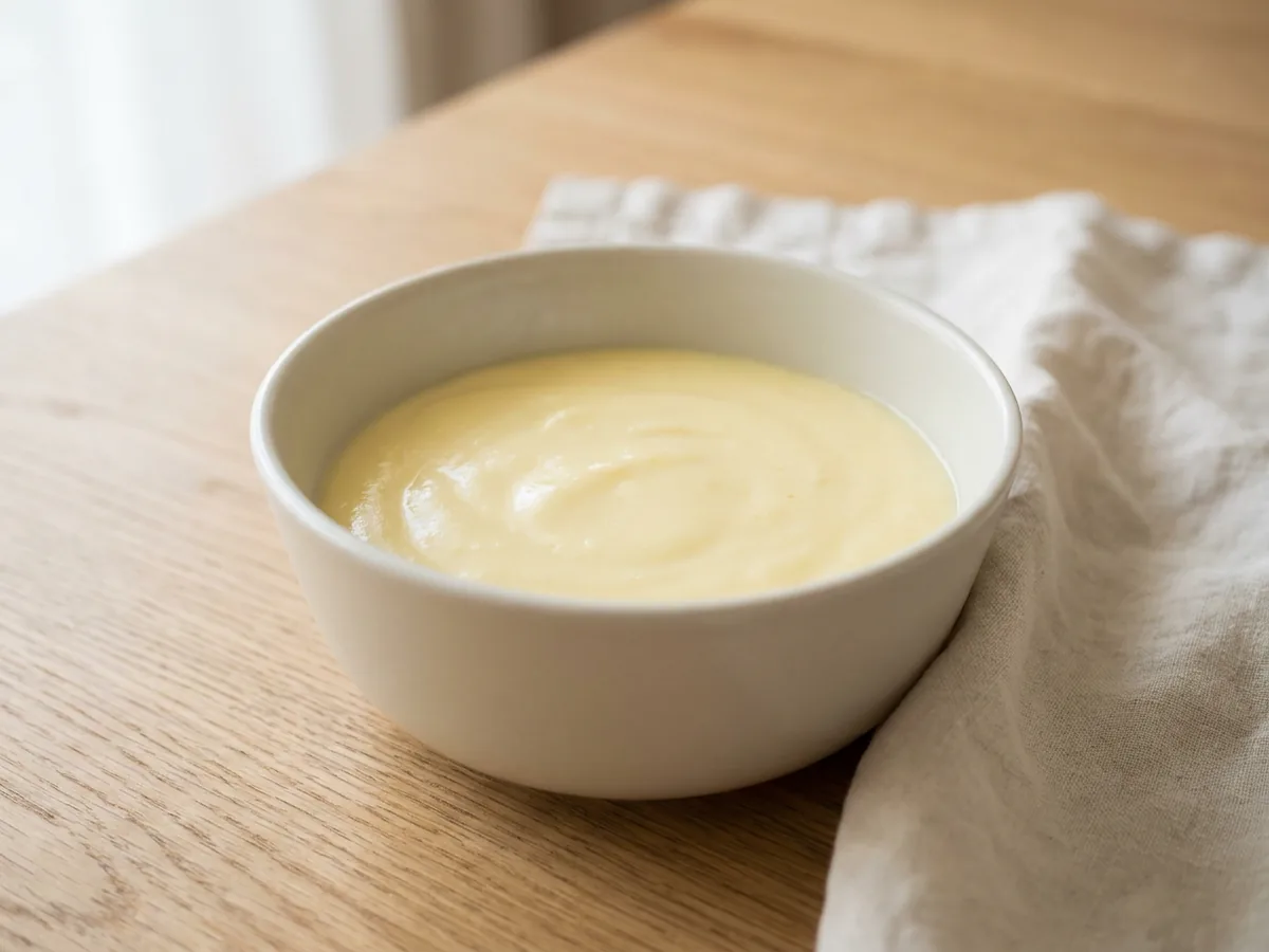 Symbolbild zum Rezept Zitronencreme: das fertige Gericht auf einem hellen Teller angerichtet